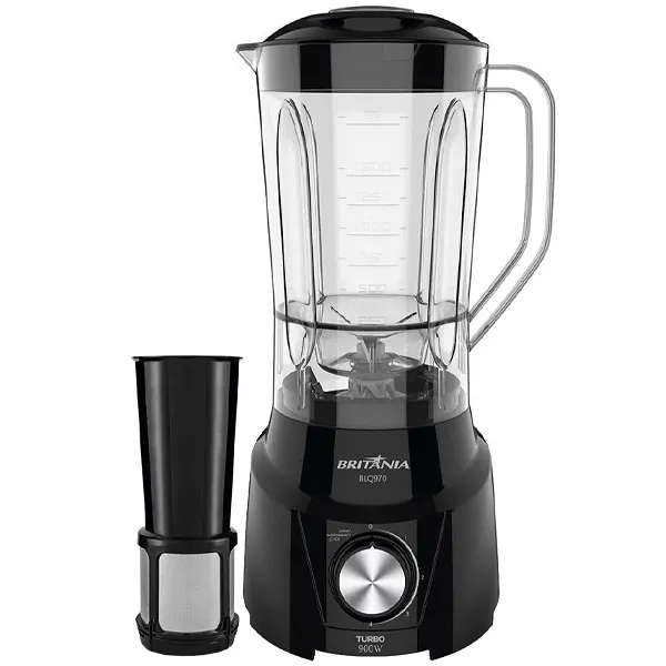 Liquidificador Britânia BLQ970P Turbo 900 watts 2.6 Litros 4 Velocidades + Pulsar 127V ~ 60Hz - Preto