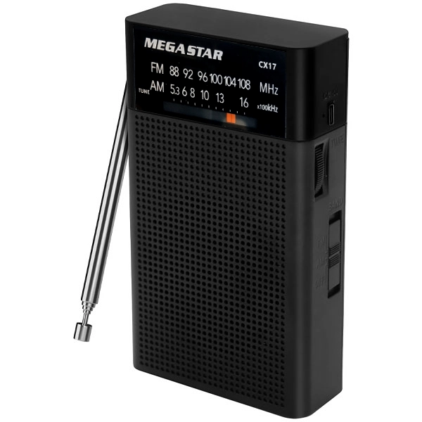 Rádio Portátil MegaStar CX17 a Pilha - Preto