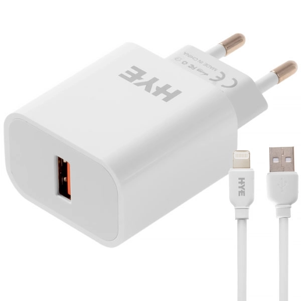 Carregador HYE HYEC165UL USB de 22.5 watts + Cabo Lightning