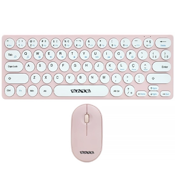Kit Teclado Sem Fio Satellite AK-6031G Português + Mouse 1.200 DPI - Rosa