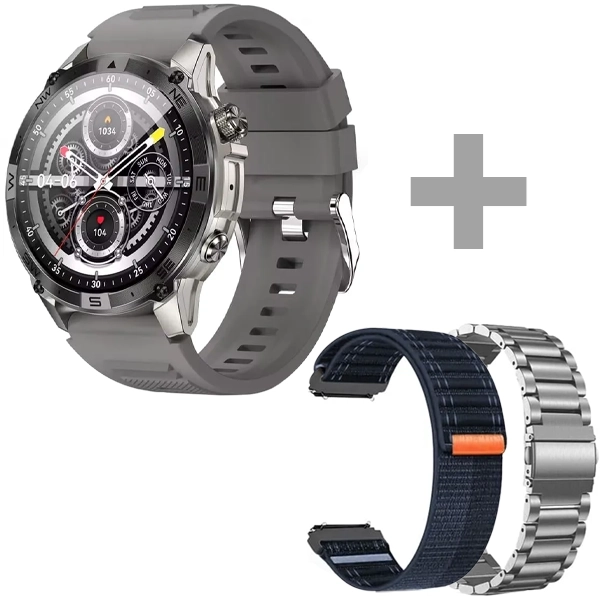 Relógio G-TiDE R6 Pro com GPS Bluetooth - Cinza Azul + 2 Pulseiras