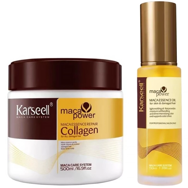 Kit Máscara Capilar Karseell Maca Essence Repair Collagen 500 ml + Óleo Capilar 50 ml