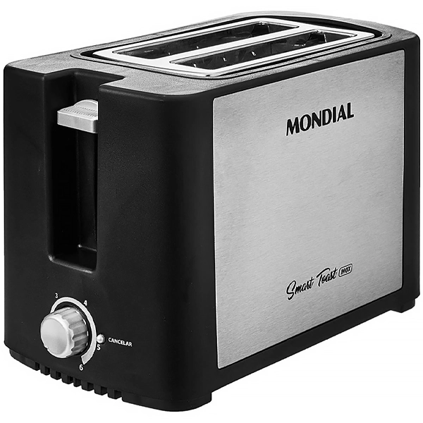 Torradeira Mondial Smart Tost Inox T-13 800 watts 6 Temperaturas 220V ~ 50 60 Hz - Preto Prata