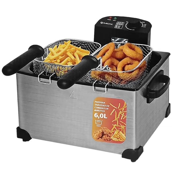 Fritadeira Elétrica MOX MO-DF61 3.000 watts 6 Litros 220 - 240 V ~ 50 60 Hz - Prata Preta
