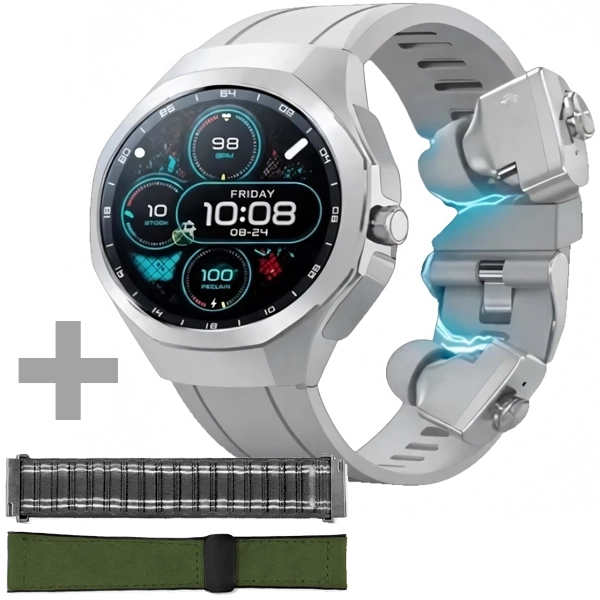 Relógio G-TiDE R9 Edge com Bluetooth - Prata + 2 Pulseiras