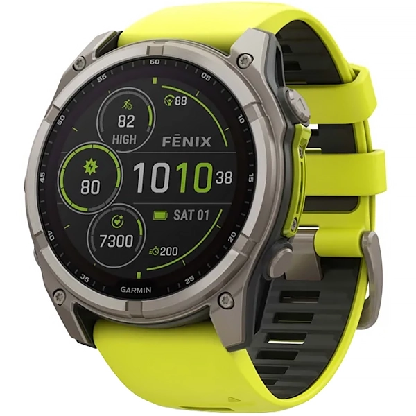 Relógio Garmin Fenix 8 SOLAR Sapphire 010-02907 51 mm com GPS Wi-Fi - Cinza Amarelo