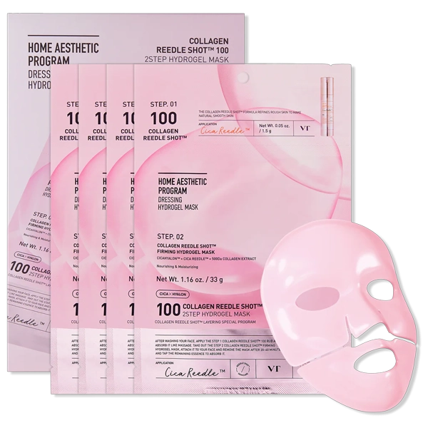 Máscara Facial VT Cosmetics Collagen Reedle Shot 100 2-Step - 4 Unidades