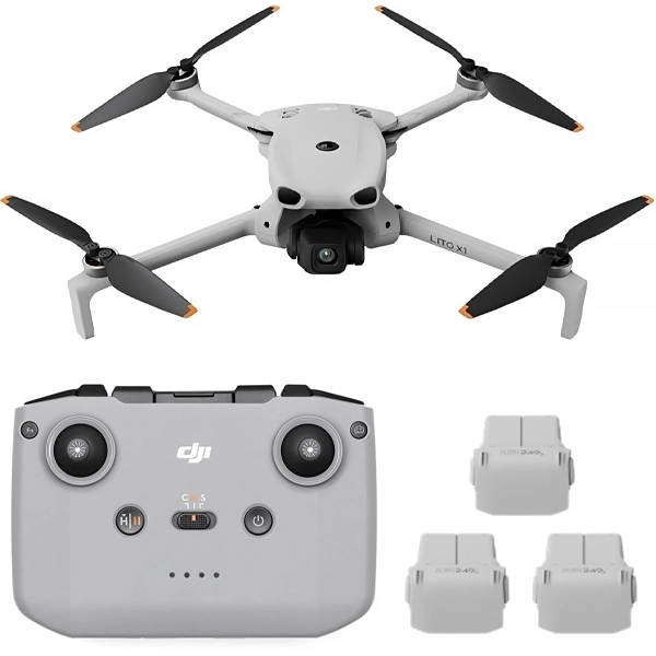 Drone DJI Lito X1 Fly More Combo (DJI RC-N3) Anatel 4K com GPS - Cinza Claro