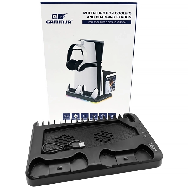 Suporte com Base de Recarga GAMINJA P58 para PlayStation 5 - Preto