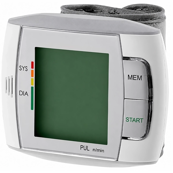 Aparelho de Pressão Digital para Pulso More Fitness MF-378PS Tela LCD - Branco Cinza