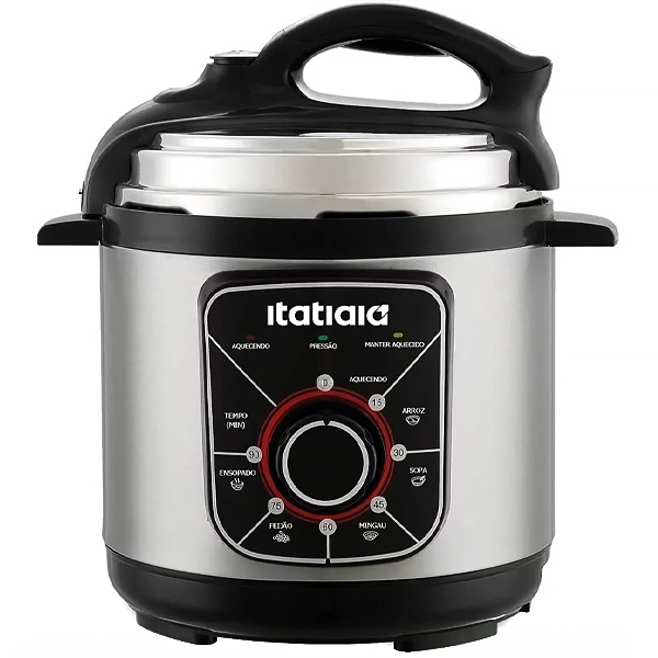 Panela de Pressão Elétrica Itatiaia Essencial PPESS2003 900 watts 5 Litros 220V ~ 50 60Hz - Prata Preta