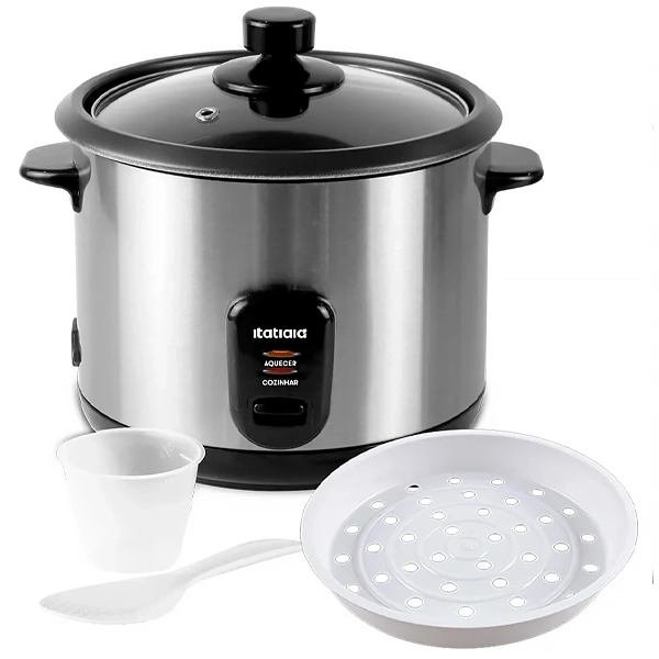 Panela Elétrica de Arroz Itatiaia PAMID2002 700 watts 1.8 Litros 220V ~ 50 60Hz - Prata Preta