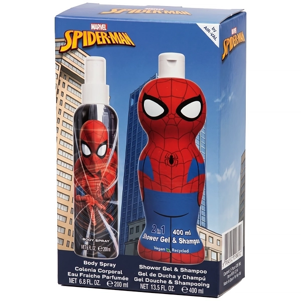 Colônia Spray Infantil Marvel Spiderman 200ml + Shampoo 2 in 1