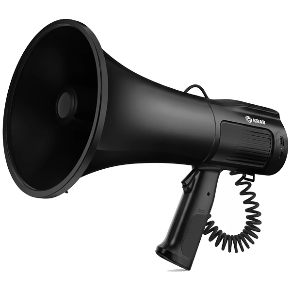Megafone KRAB KBMER25 de 80W com USB Sirene Auxiliar - Preto