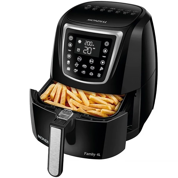 Fritadeira Elétrica Mondial AFN-40-DI 1.500 watts 4 Litros 220V ~ 50 60 Hz - Preto Prata