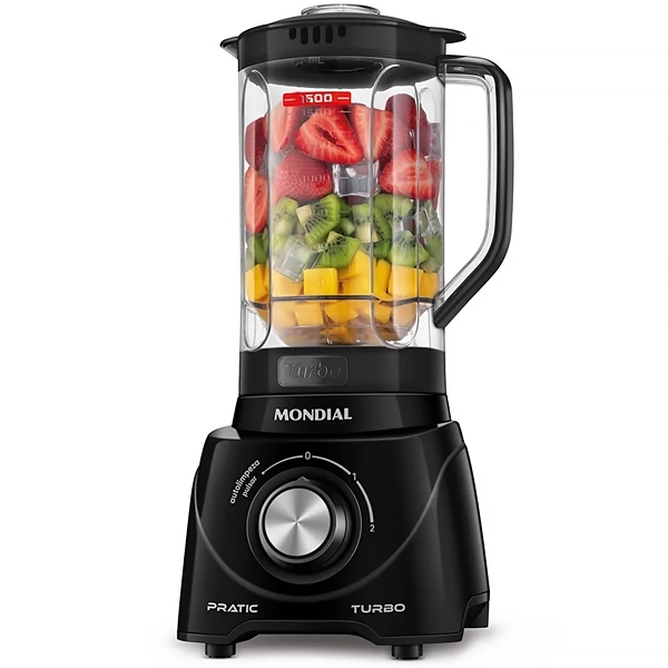 Liquidificador Mondial Patric Turbo L-98-B 550 watts 2.2 Litros 2 Velocidades + Pulsar 220V ~ 50 60 Hz - Preto