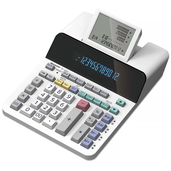 Calculadora Sharp EL-1901 de 12 Dígitos Display de 5 Linhas 120V ~ 60Hz - Branca