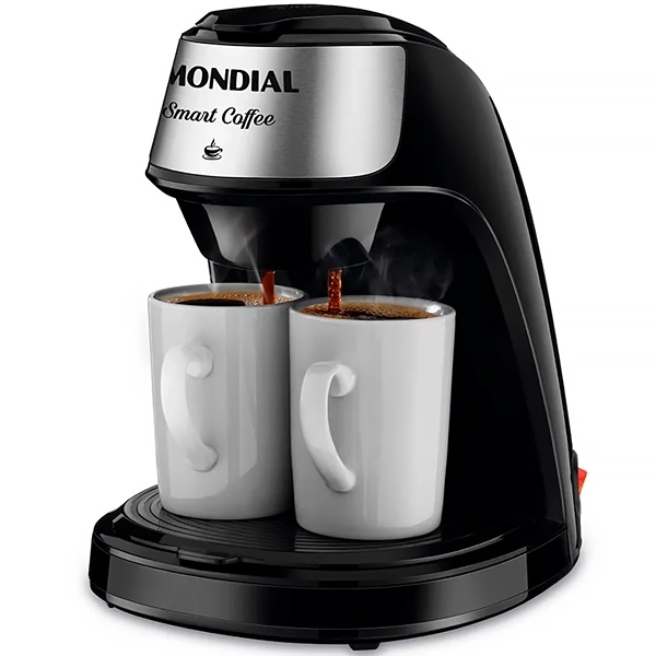Cafeteira Mondial Smart Coffee C-42-2X-BI 500 watts 127V ~ 60Hz com 2 Xícaras - Preta Prata