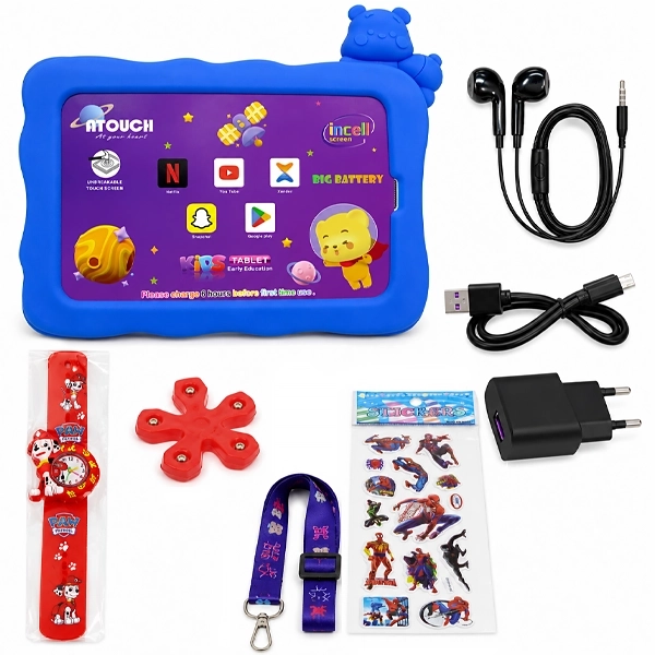 Tablet Atouch KC64 Lite Kids Dual SIM 256GB 1GB RAM de 7.85" 13MP 8MP + Capinha Azul