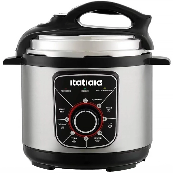 Panela de Pressão Elétrica Itatiaia PPESS1003 900 watts 5 Litros 127V ~ 60Hz - Prata Preta