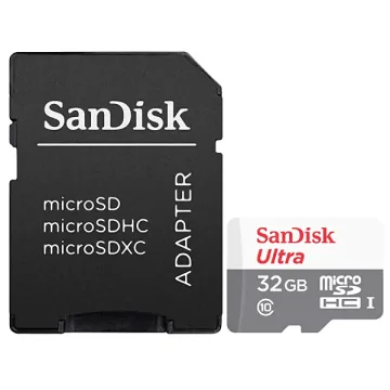 Cartão de Memória Micro SD de 32GB SanDisk Ultra SDSQUNR-032G-GN3MA - Branco Cinza