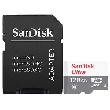 Cartão de Memória Micro SD de 128GB SanDisk Ultra SDSQUNR-128G-GN3MA - Branco Cinza