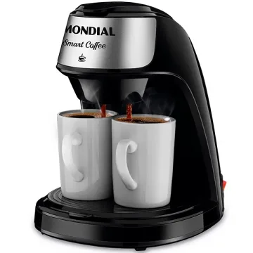 Cafeteira Mondial Smart Coffee C-42-2X-BI 500 watts 220V ~ 50 60 Hz com 2 Xícaras - Preta Prata