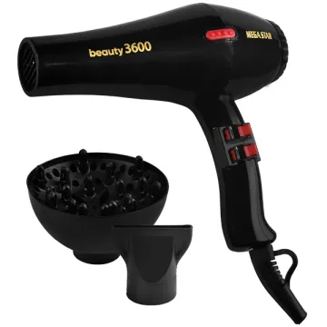 Secador de Cabelo MegaStar Beauty 3600 SC226 3.600 watts 220V ~ 50 60 Hz - Preto