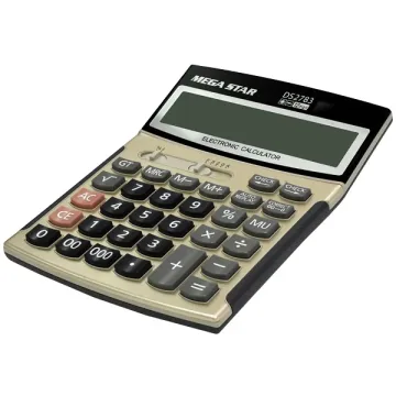 Calculadora MegaStar DS2783 de 12 Dígitos - Dourada Cinza