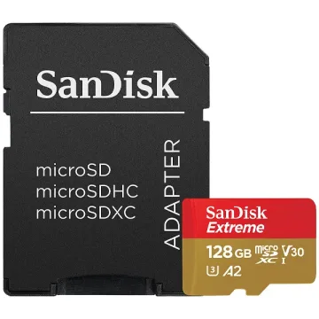 Cartão de Memória Micro SD de 128GB SanDisk Extreme SDSQXA1-128G-GN6MA - Vermelho Dourado