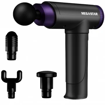 Massageador Muscular MegaStar FMA12 com 4 Cabeças Recarregável - Preto Roxo