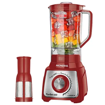 Liquidificador Mondial Turbo Inox L-1200 RI 1.200 watts 3 Litros 12 Velocidades + Pulsar 220V ~ 50 60 Hz - Vermelho Prata