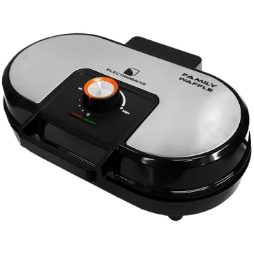 Máquina de Waffles ElectroBras Family Waffle EBWF-02 1.400 watts 220 - 240 V ~ 50 60 Hz - Preta Prata