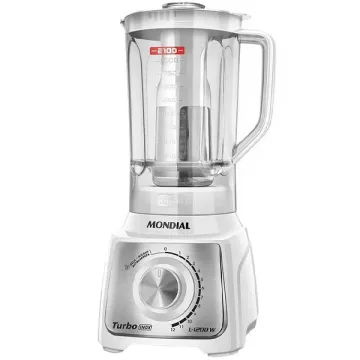 Liquidificador Mondial Turbo Inox L-1200 WI 1.200 watts 12 Velocidades + Pulsar 220V ~ 50 60 Hz - Branco Prata