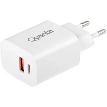 Adaptador de Tomada Quanta QTCACR2 USB USB-C de 20 watts - Branco