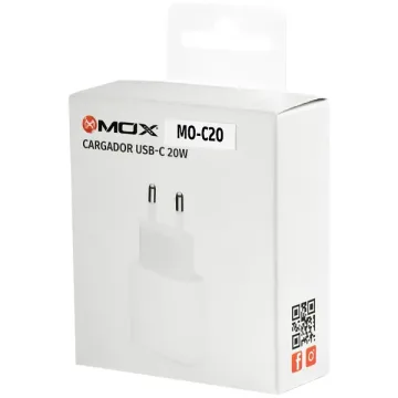Adaptador de Tomada MOX MO-C20 USB-C de 20 watts - Branco