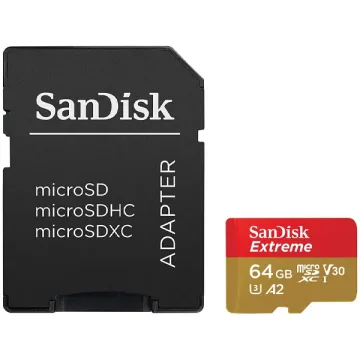 Cartão de Memória Micro SD de 64GB SanDisk Extreme SDSQXAH-064G-GN6AA - Vermelho Dourado