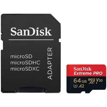 Cartão de Memória Micro SD de 64GB SanDisk Extreme Pro SDSQXCU-064G-GN6MA - Vermelho Preto