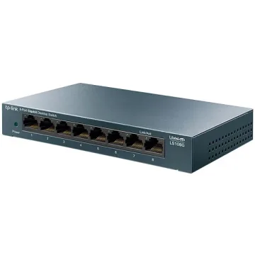 Switch TP-Link LS108G com 8 Portas Ethernet de 10 100 1000 Mbps - Azul