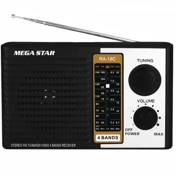 Rádio Portátil MegaStar RA18C 300 watts P.M.P.O Bivolt - Preto Prata