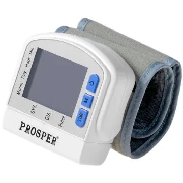 Aparelho de Pressão Digital para Pulso Prosper P-4513 Tela LCD - Branco Cinza