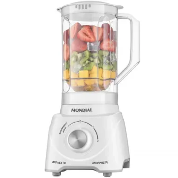 Liquidificador Mondial Turbo Pratic Power L-97-W 550 watts 2.2 Litros 2 Velocidades + Pulsar 220V ~ 50 60 Hz - Branco Cinza