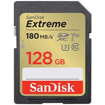 Cartão de Memória SD de 128GB SanDisk Extreme SDSDXVA-128G-GNCIN - Preto Dourado
