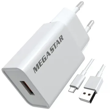 Carregador MegaStar CH400B USB de 10 watts + Cabo USB-C