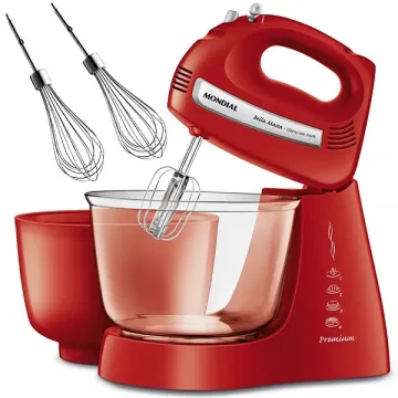 Batedeira Mondial Bella Massa Claras em Neve B-55-R 4 Velocidades + Turbo 500 watts 220V ~ 50 60Hz - Vermelho