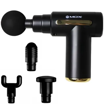 Massageador Muscular MOX MO-MG60 com 4 Cabeças Recarregável - Preto Dourado