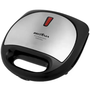 Sanduicheira e Grill Britânia Crome Inox 750 watts 127V ~ 60Hz - Preta Prata