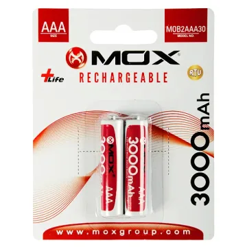 Pilha Recarregável AAA MOX MOB2AAA30 de 3.000 mAh 1.2V - 2 Unidades