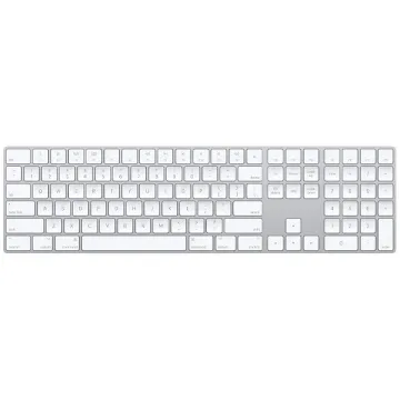 Teclado Sem Fio Apple Magic Keyboard with Numeric Keypad A1843 MXCJ3LL Inglês com Bluetooth - Branco Prata