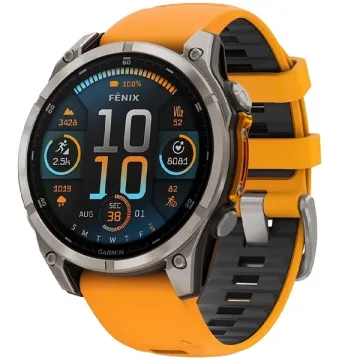 Relógio Garmin Fenix 8 AMOLED Sapphire 010-02905 51 mm com GPS Wi-Fi - Cinza Laranja
